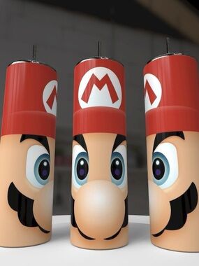 Red Mario Character Stainless Steel Travel Tumbler - Nintendo Style